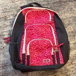 Eastport Pink Leopard Print Backpack with Gray Panels